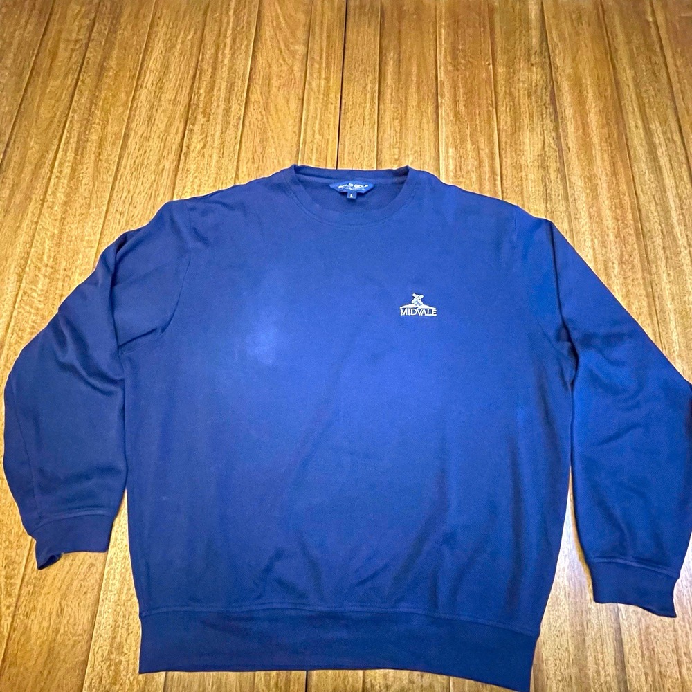 Polo Golf Ralph Lauren Pima Cotton Crewneck Sweatshirt Mens L Midvale CC Navy